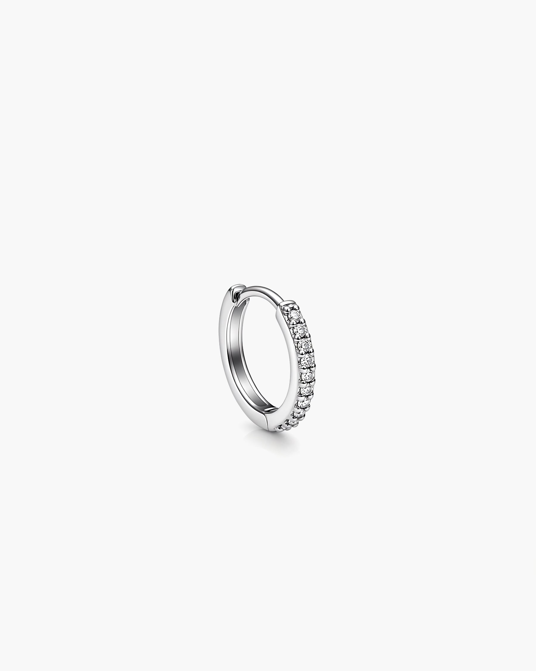 Diamond Slim Hoop Mini Single - 14K White Gold Natural Diamond