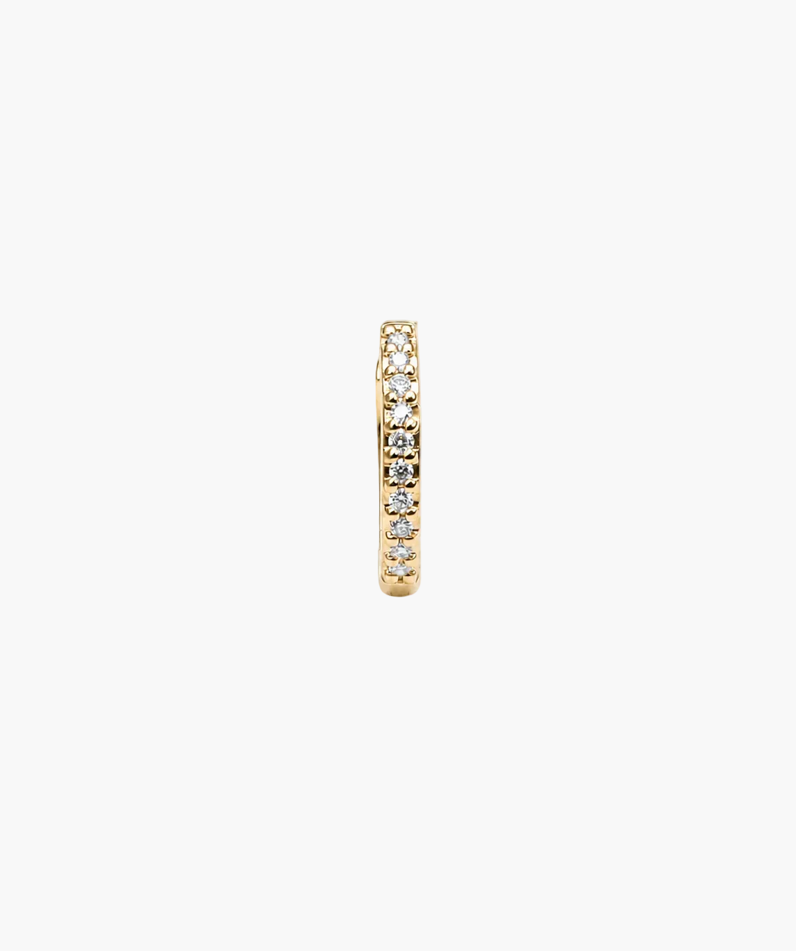 Diamond Hoop Mini - 14K Yellow Gold Natural Diamond Front Profile