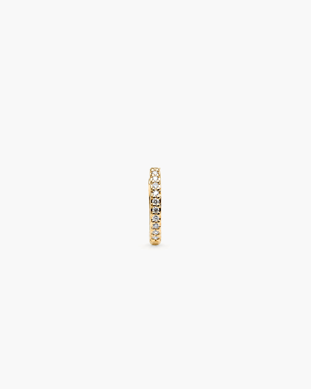 Diamond Slim Hoop Mini Single - 14K Yellow Gold Natural Diamond Front Profile