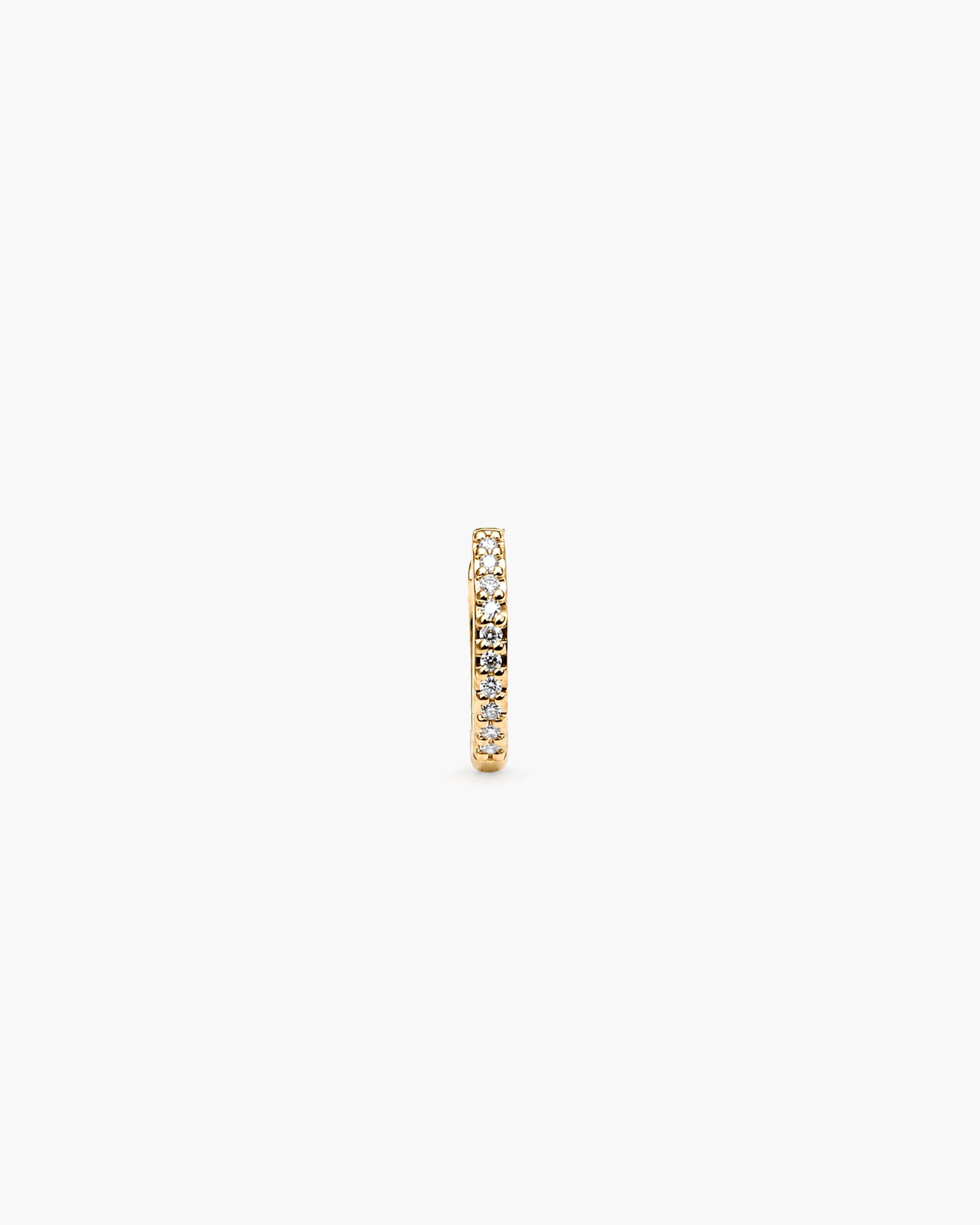 Diamond Slim Hoop Mini Single - 14K Yellow Gold Natural Diamond Front Profile