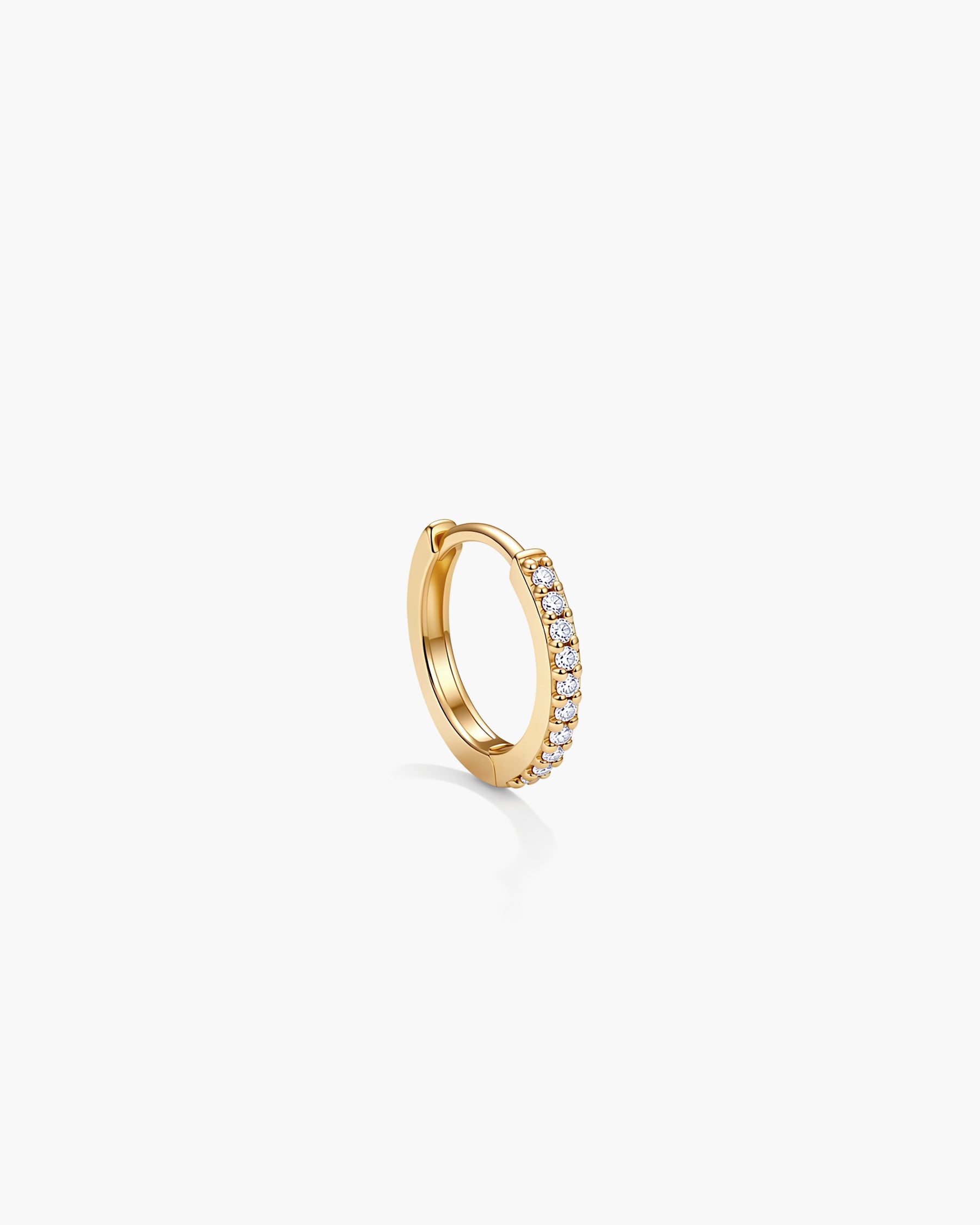 Diamond Slim Hoop Mini Single - 14K Yellow Gold Natural Diamond 