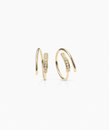Half Pavé Line Hoops - 14K Yellow Gold Natural Diamond