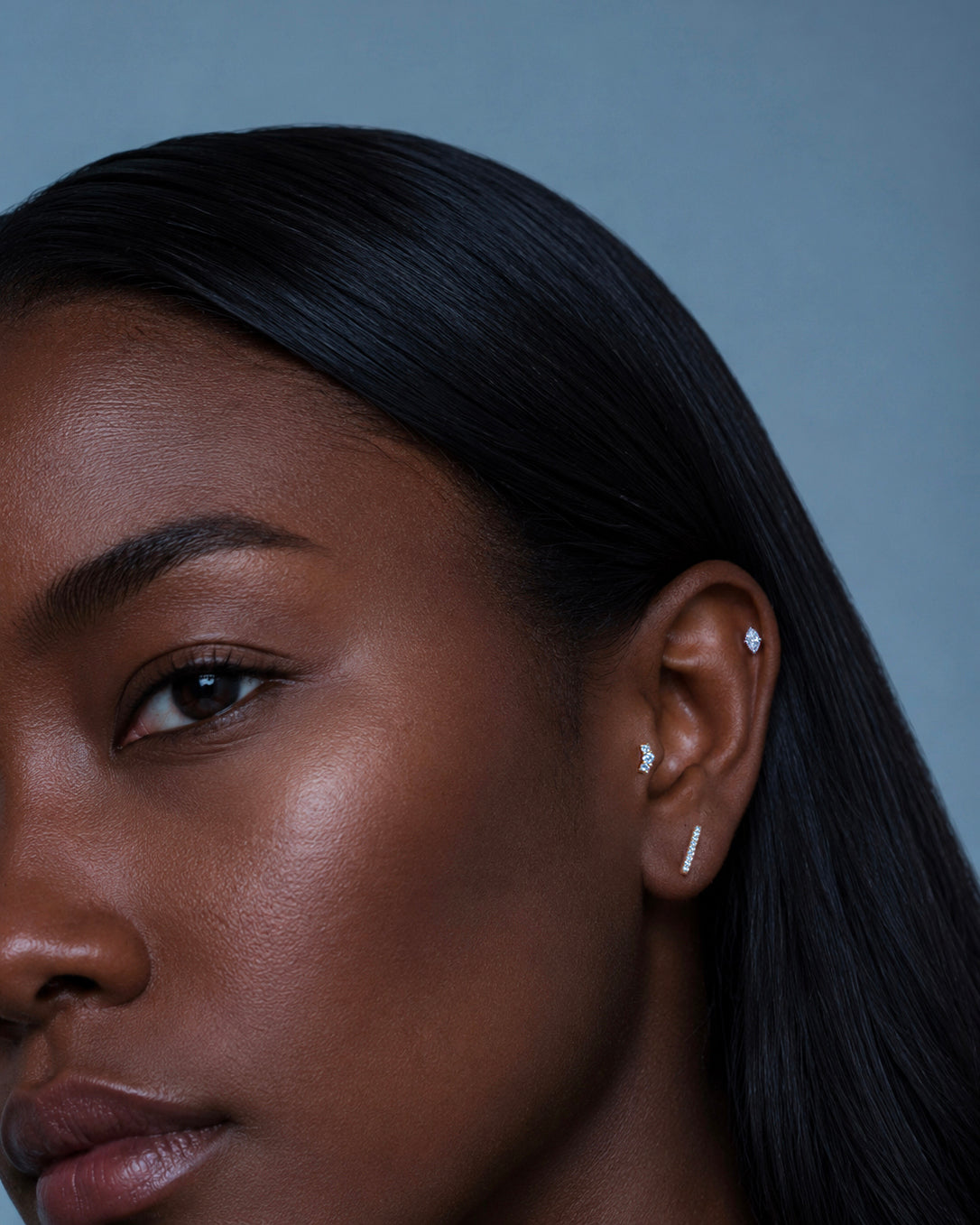 Luna Pavé Diamond Bar Studs - 14K Gold Natural Diamond Lifestyle
