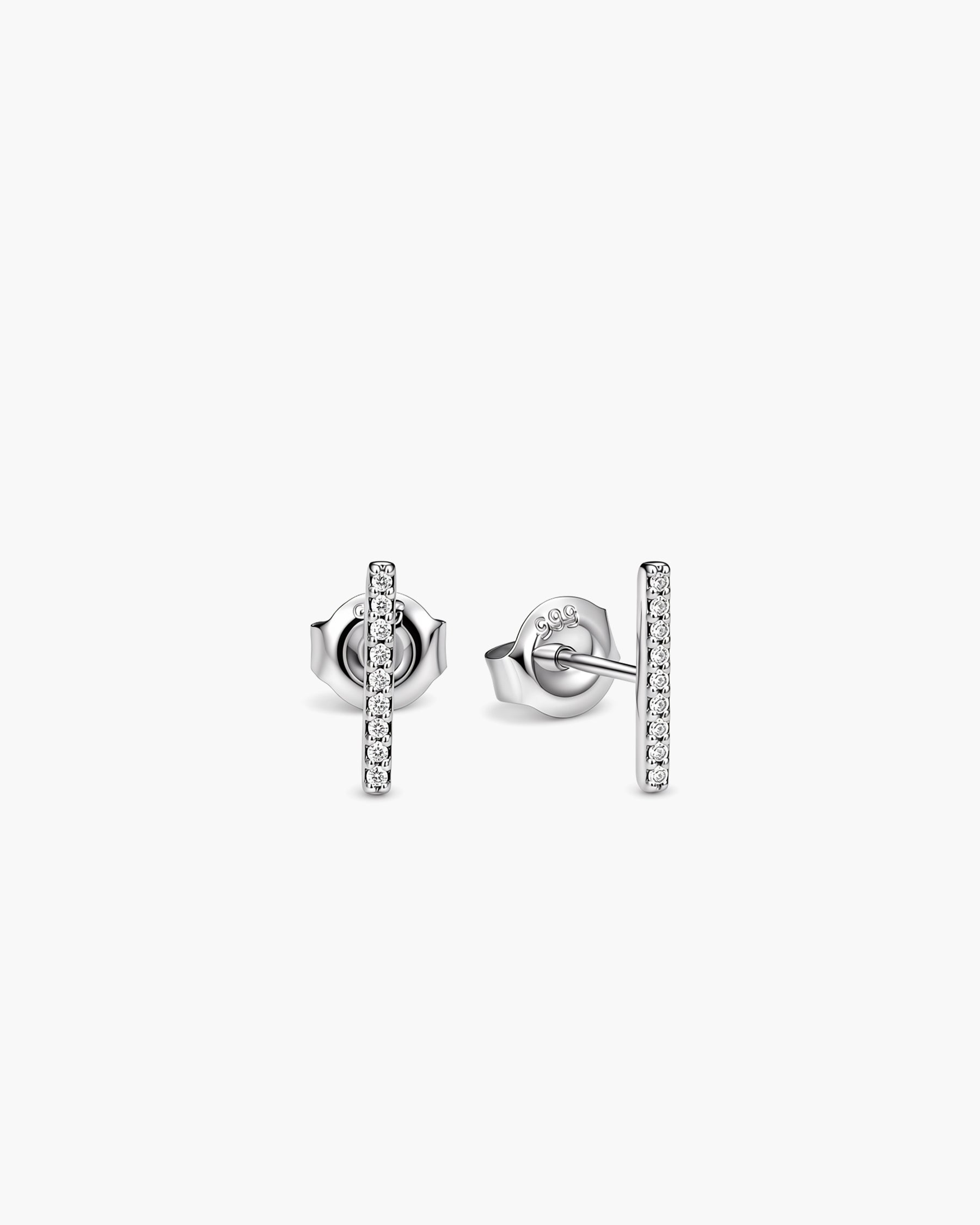 Luna Pavé Diamond Bar Studs - 14K White Gold Natural Diamond