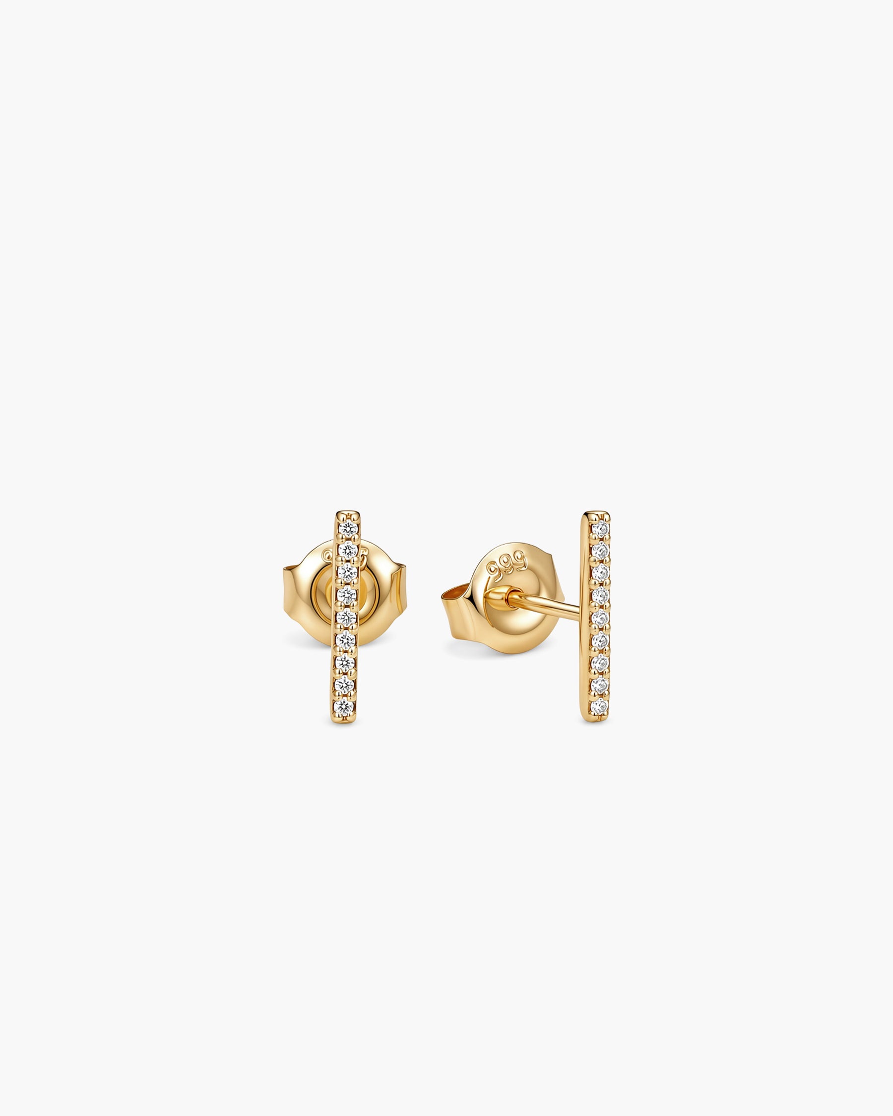 Luna Pavé Diamond Bar Studs - 14K Yellow Gold Natural Diamond