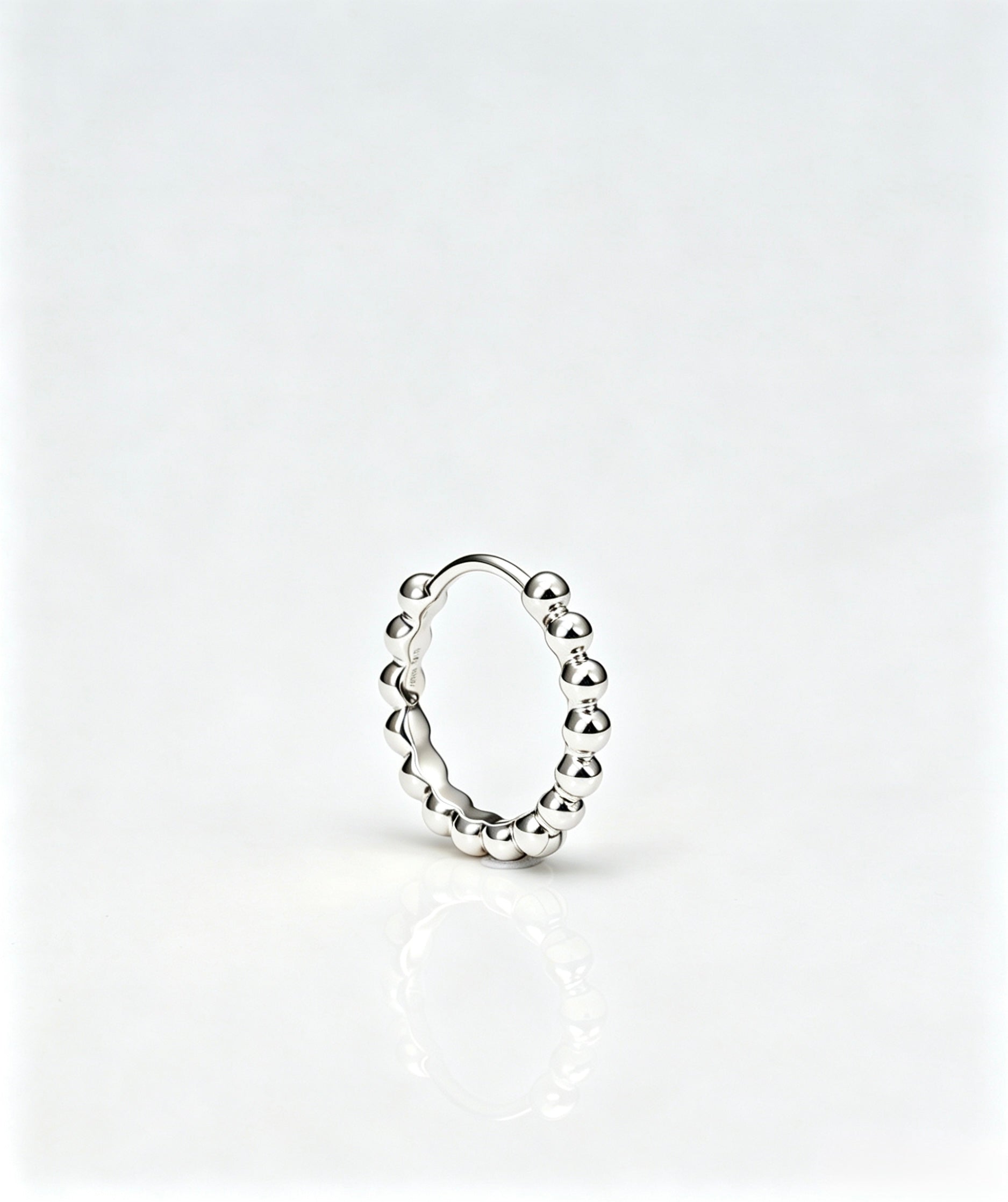 Bead Hoop Mini Single - 14K White Gold