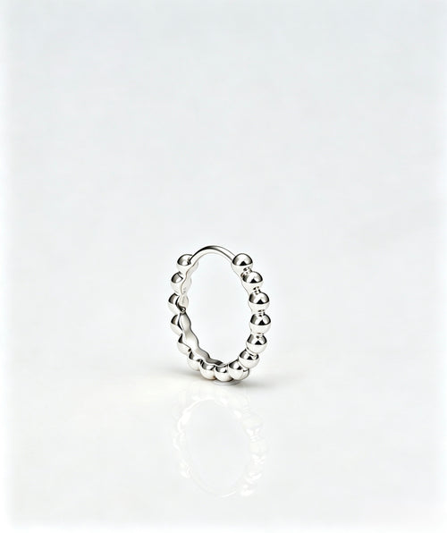 Bead Hoop Mini Single - 14K White Gold