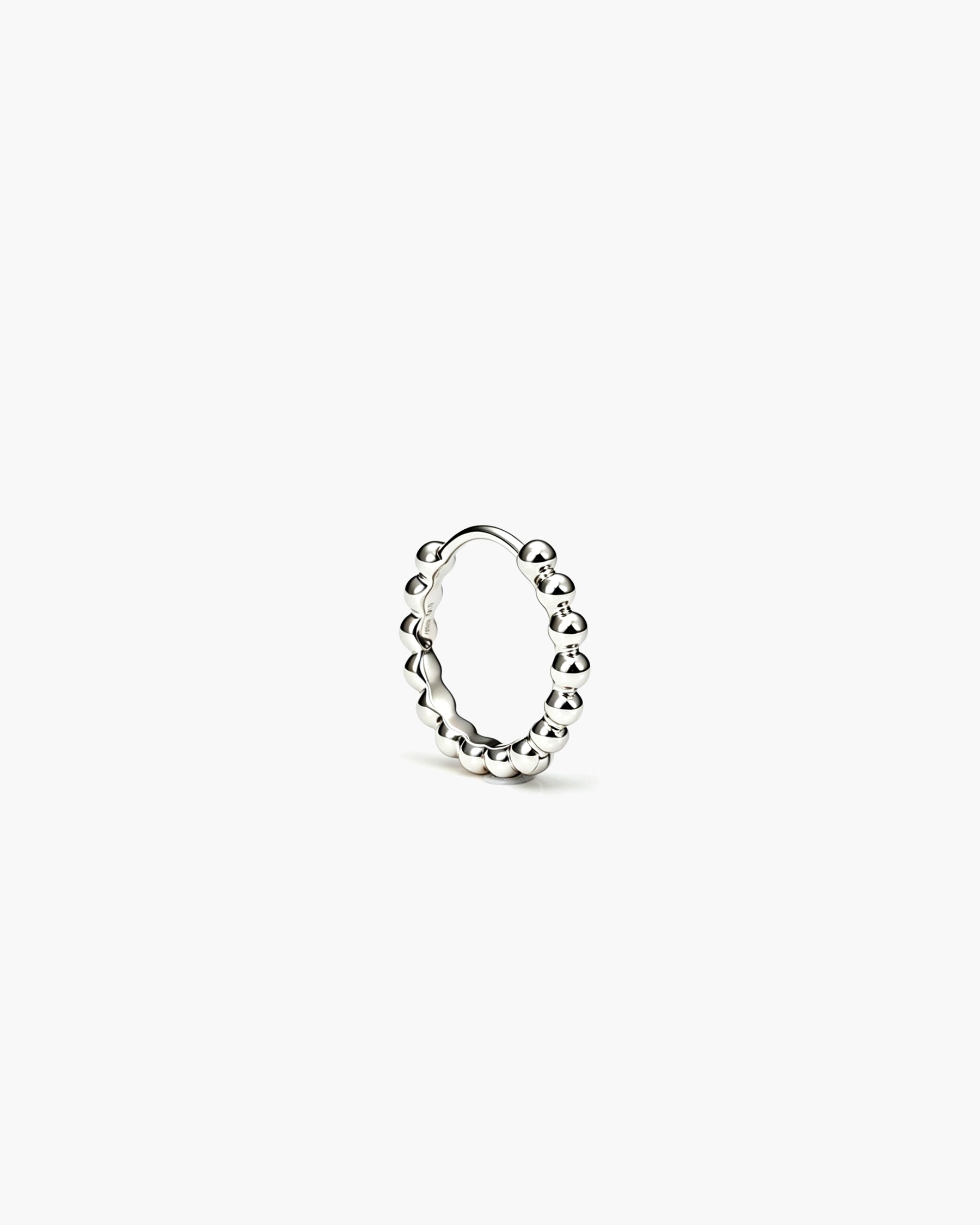 Beaded Hoop Mini Single - 14K White Gold 