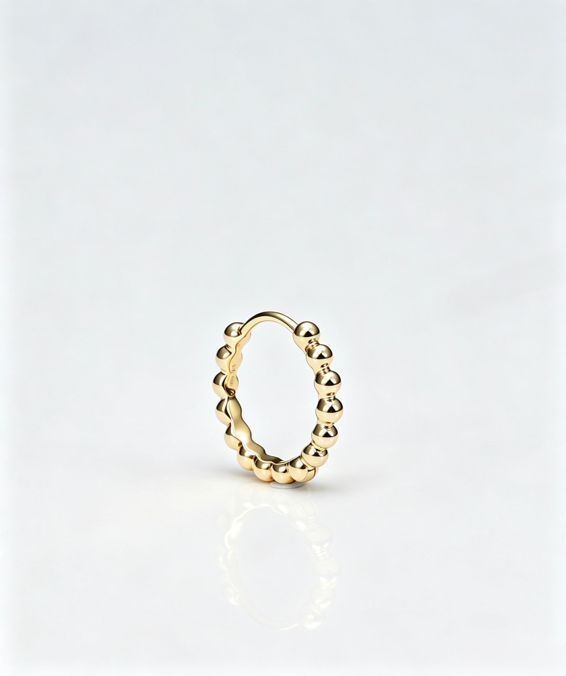 Bead Hoop Mini Single - 14K Yellow Gold