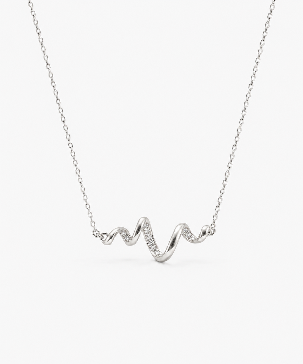 Diamond Pulse Necklace - Sterling Silver Natural Diamond