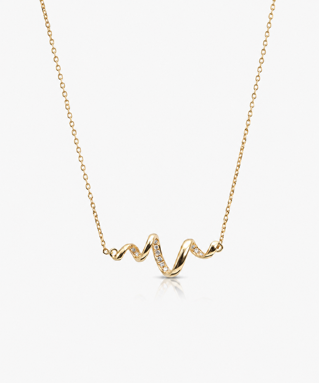 Diamond Pulse Necklace - 18K Gold Vermeil Natural Diamond