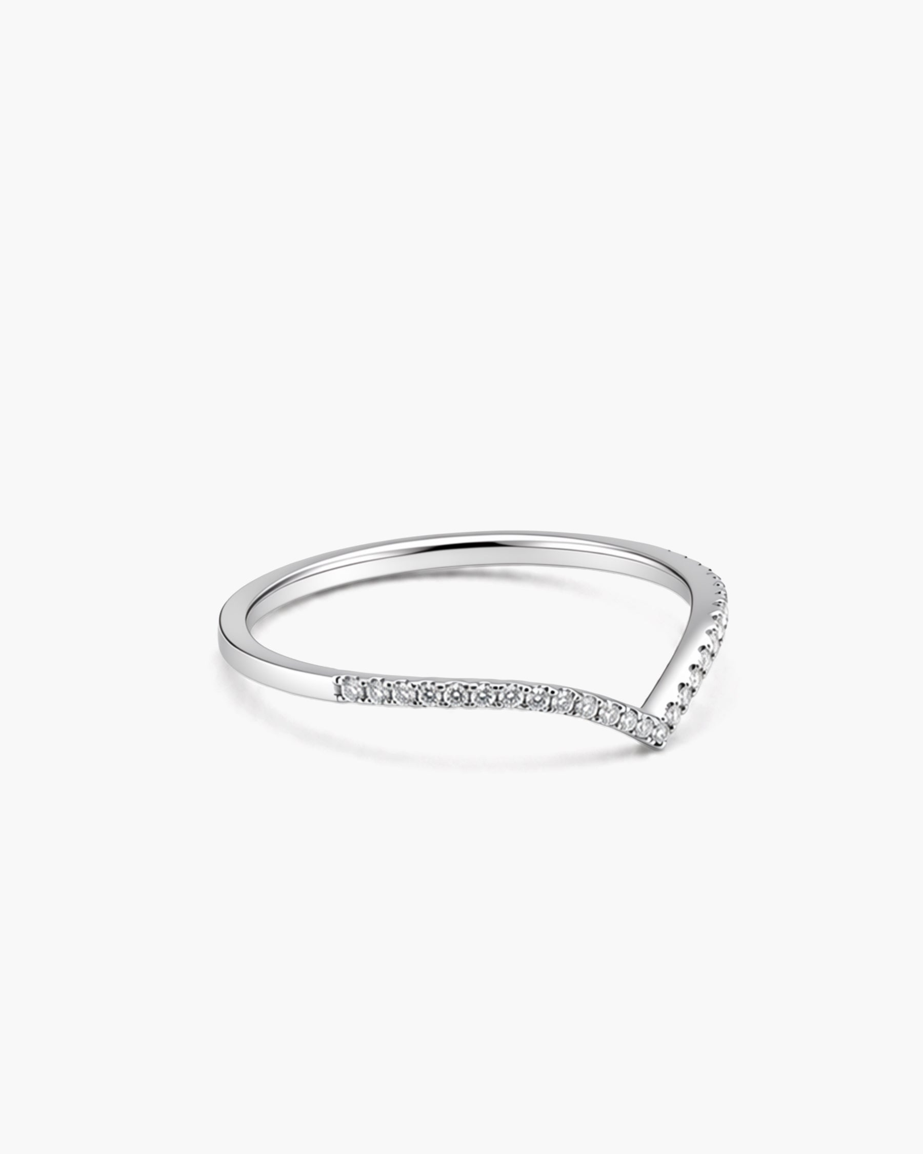 Contour Pavé Diamond Ring - 14K White Gold Natural Diamond Side Profile