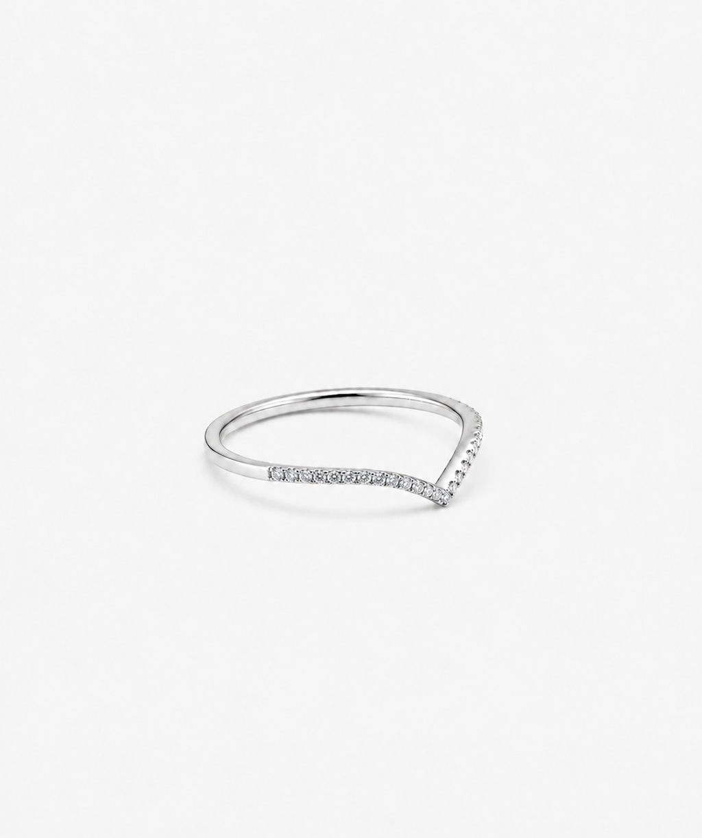 Contour Pavé Diamond Ring - 14K White Gold Natural Diamond Side Profile