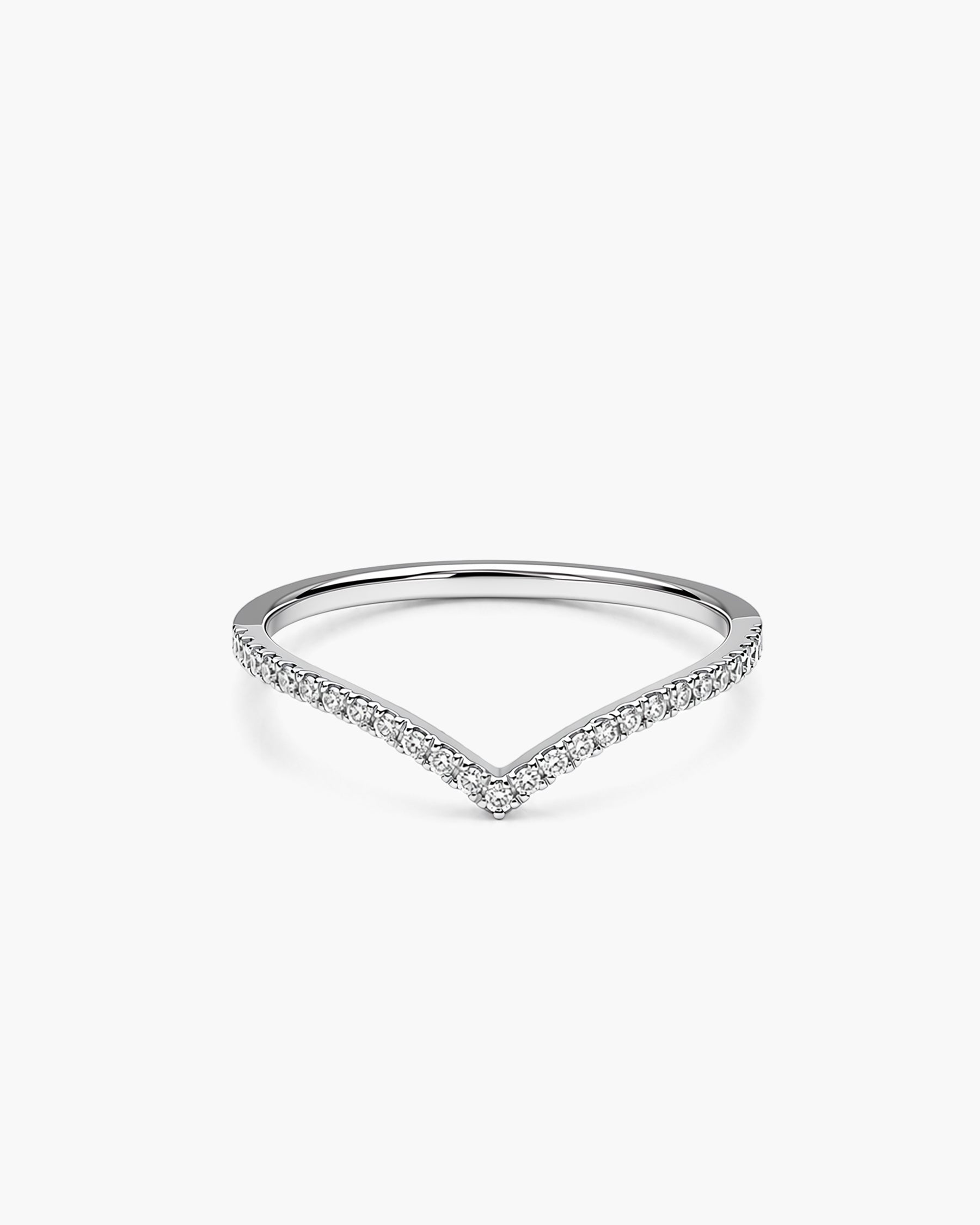 Contour Pavé Diamond Ring - 14K White Gold Natural Diamond 