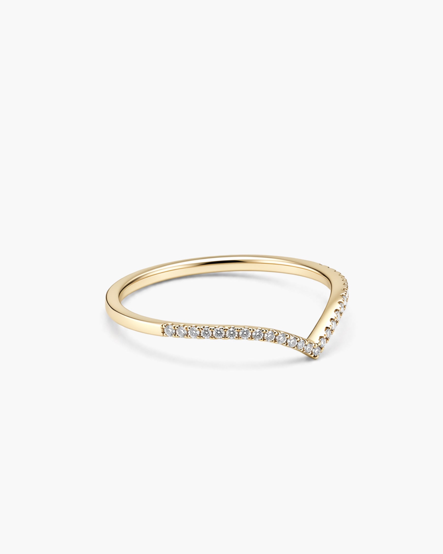 Contour Pavé Diamond Ring - 14K Yellow Gold Natural Diamond Side Profile