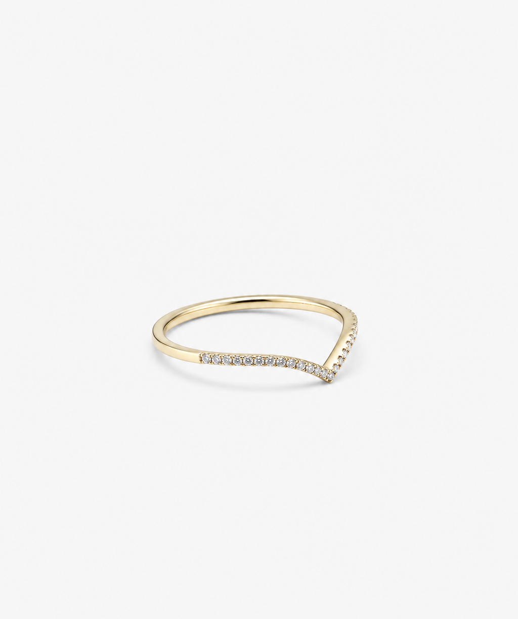 Contour Pavé Diamond Ring - 14K Yellow Gold Natural Diamond Side Profile