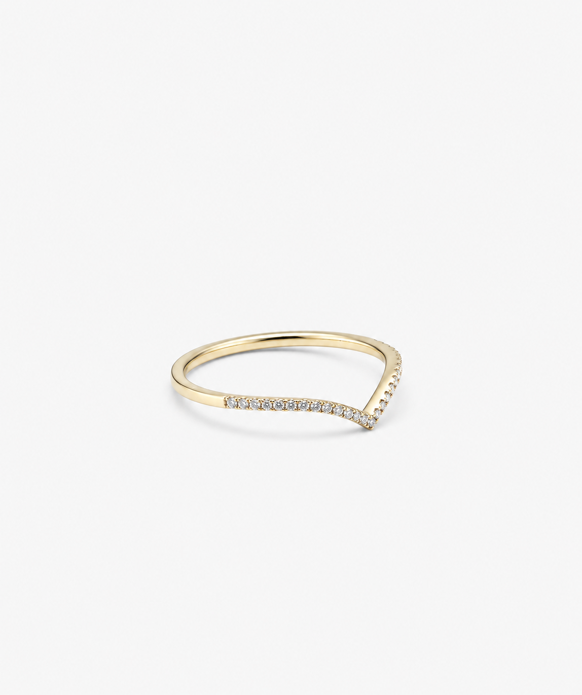Contour Pavé Diamond Ring - 14K Yellow Gold Natural Diamond Side Profile
