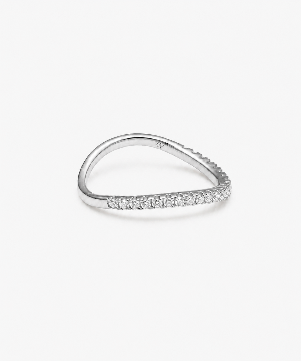 Sway Diamond Ring (stackable) - 14K White Gold Natural Diamond Side Profile
