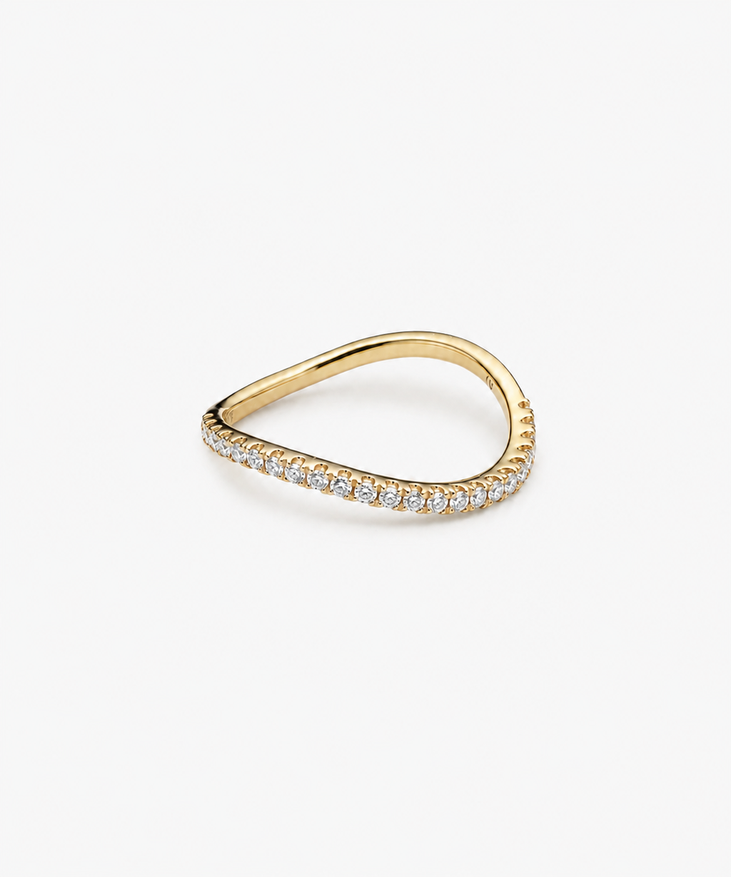 Sway Diamond Ring (stackable) - 14K Yellow Gold Natural Diamond