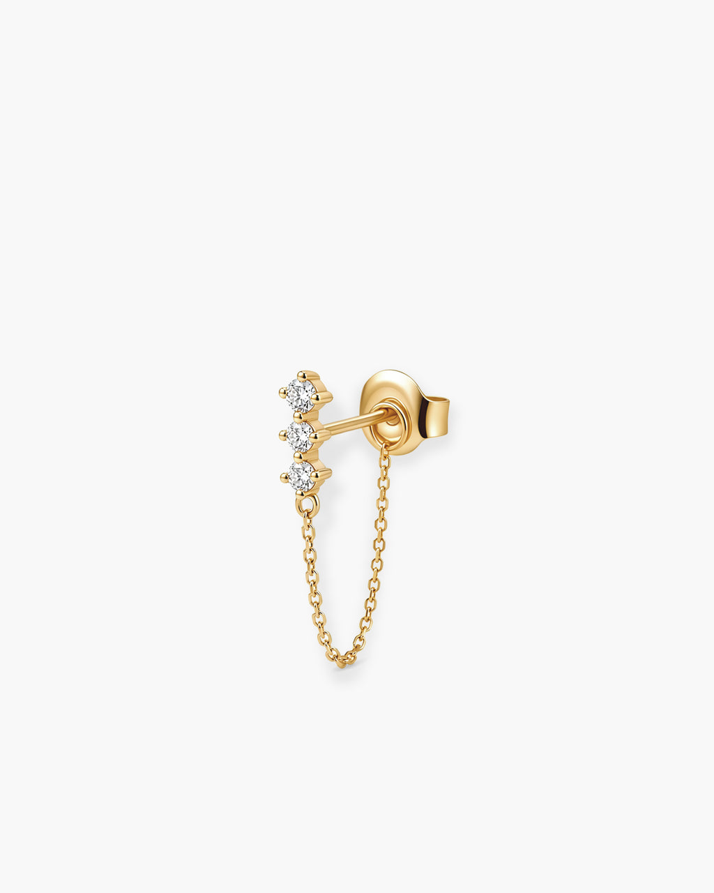 Diamond Chain Stud Single - 14K Yellow Gold Natural Diamond