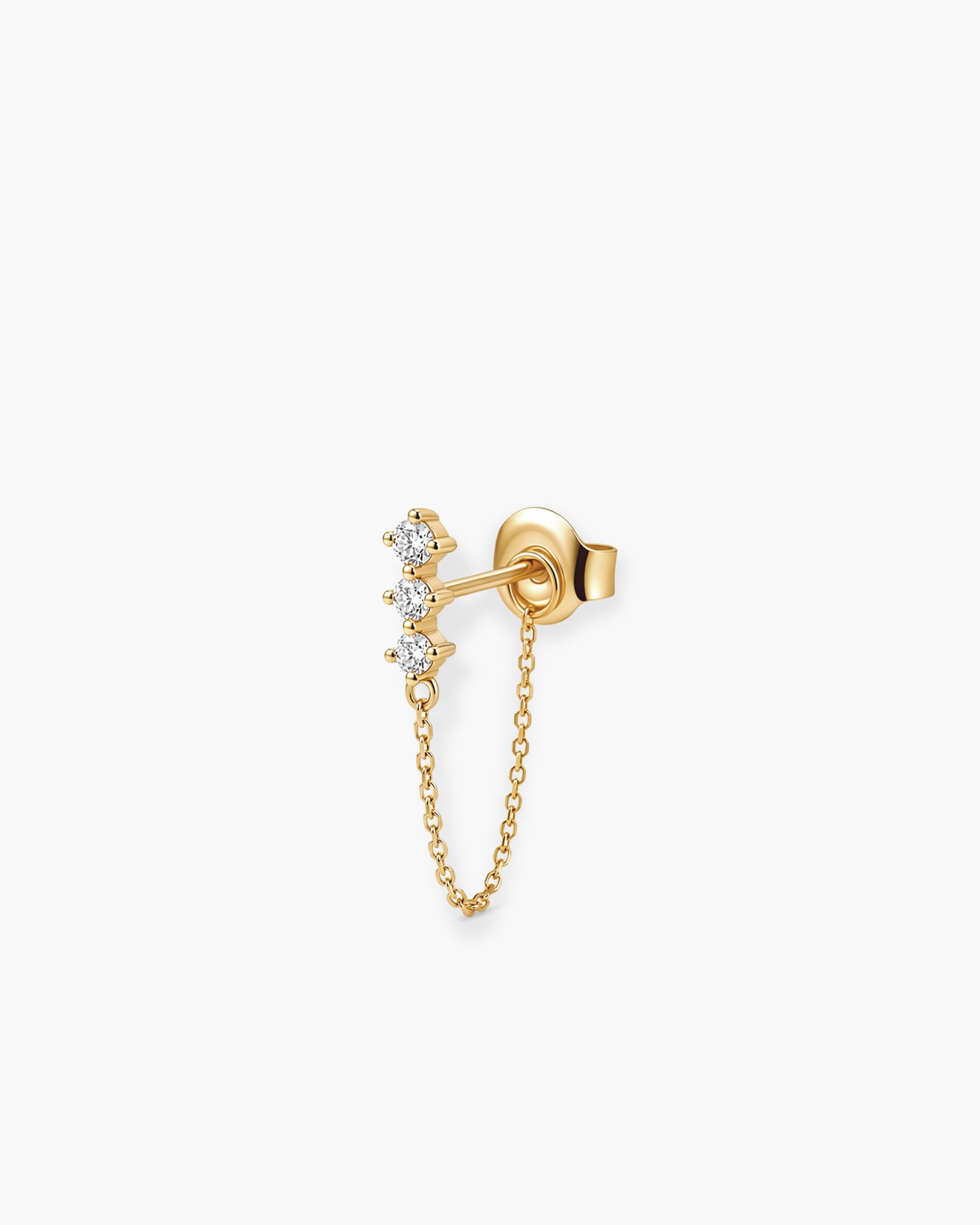 Diamond Chain Stud Single - 14K Yellow Gold Natural Diamond