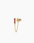 Ruby Chain Stud Single - 14K Yellow Gold Natural Ruby