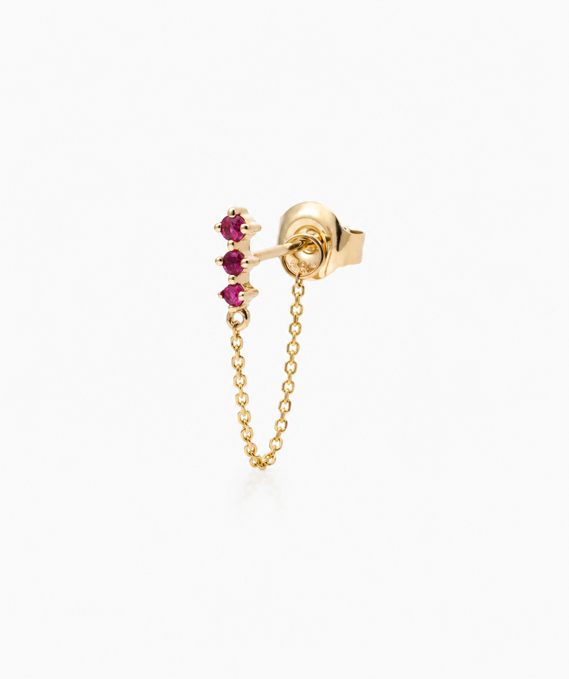 Ruby Chain Stud - 14K Yellow Gold Natural Ruby