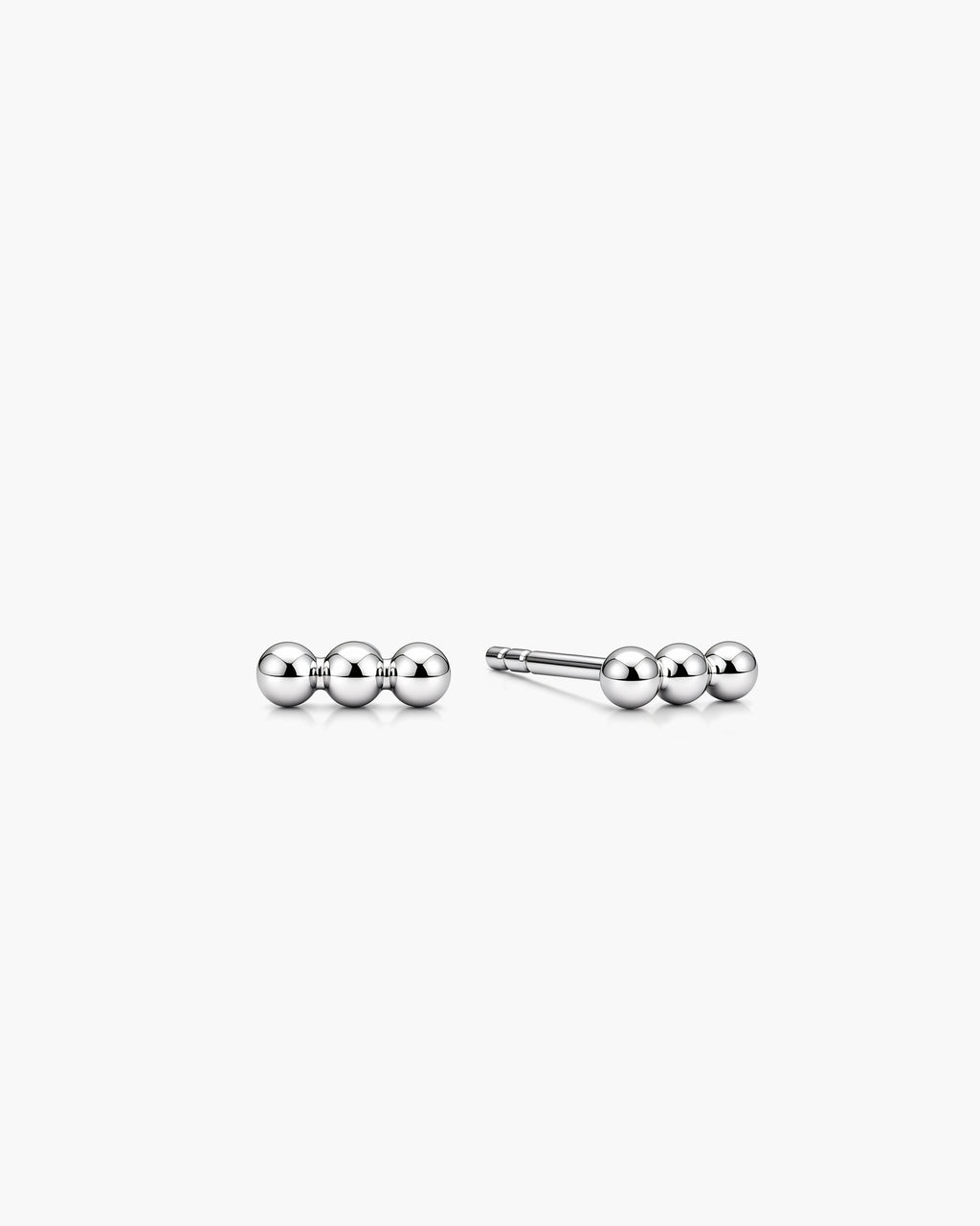 Mini Trio Studs - 14K White Gold
