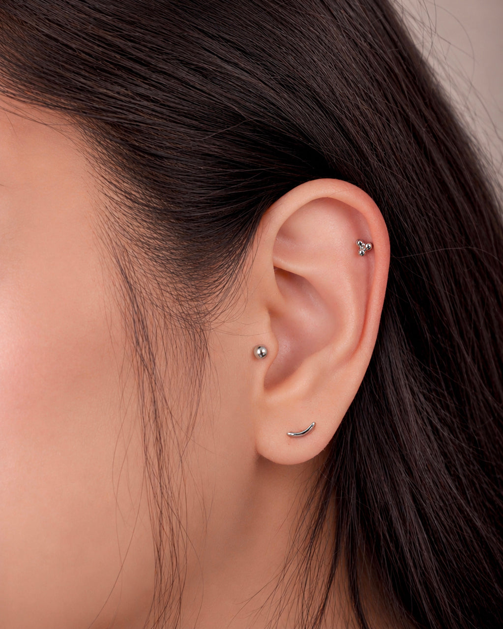 Mini Triple Dot Studs - 14K White Gold Lifestyle