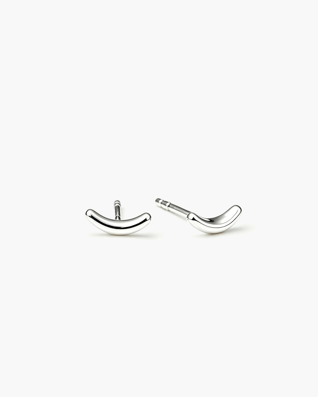 Tiny Smile Studs - 14 White Gold Side Profile