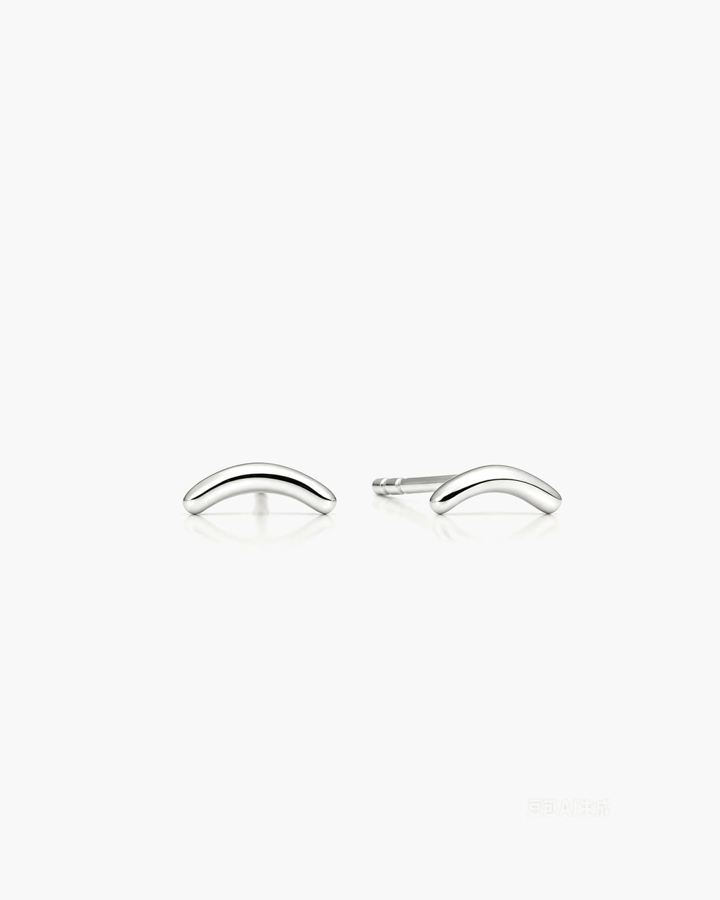 Tiny Smile Studs - 14 White Gold 