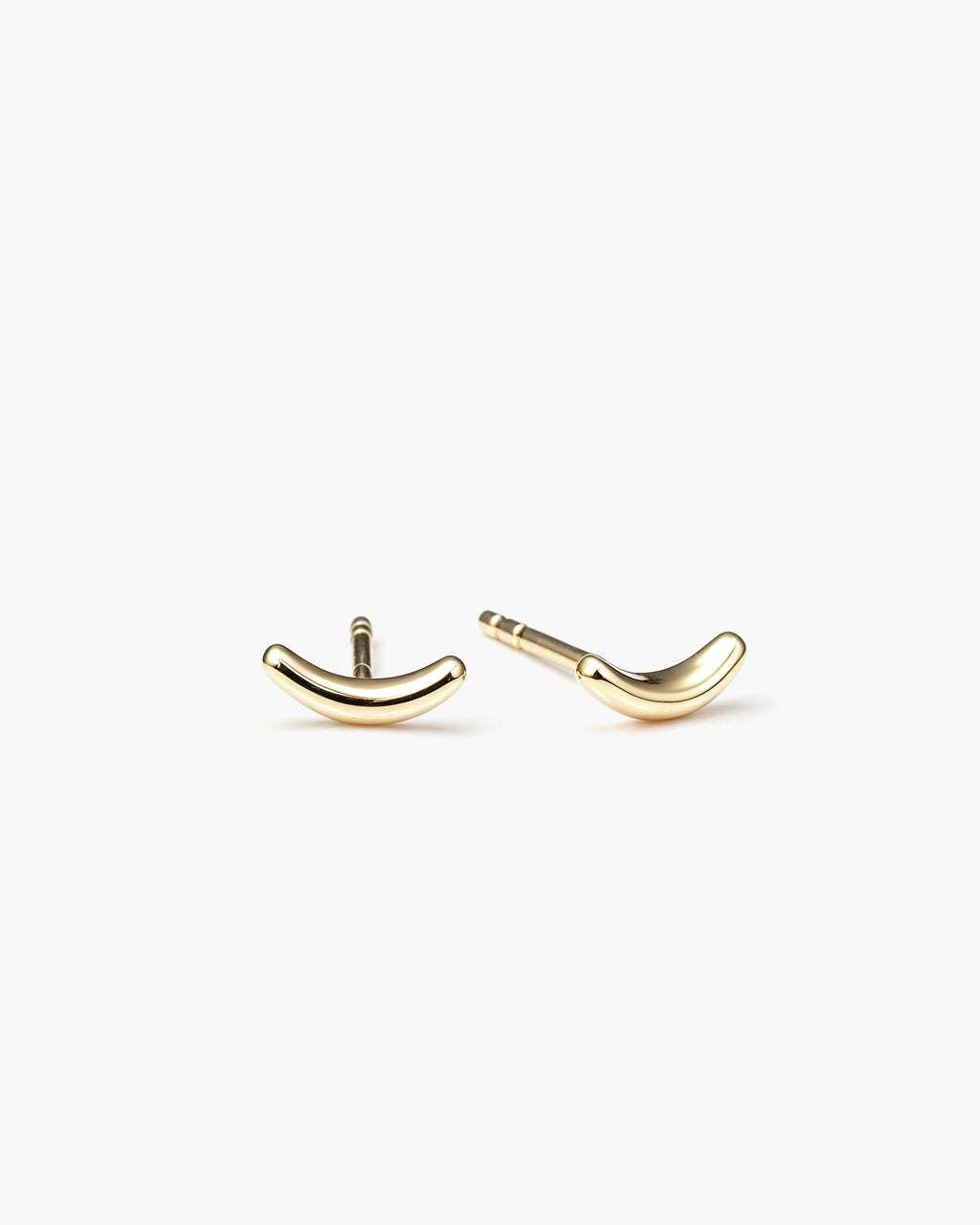 Tiny Smile Studs - 14 Yellow Gold Side Profile