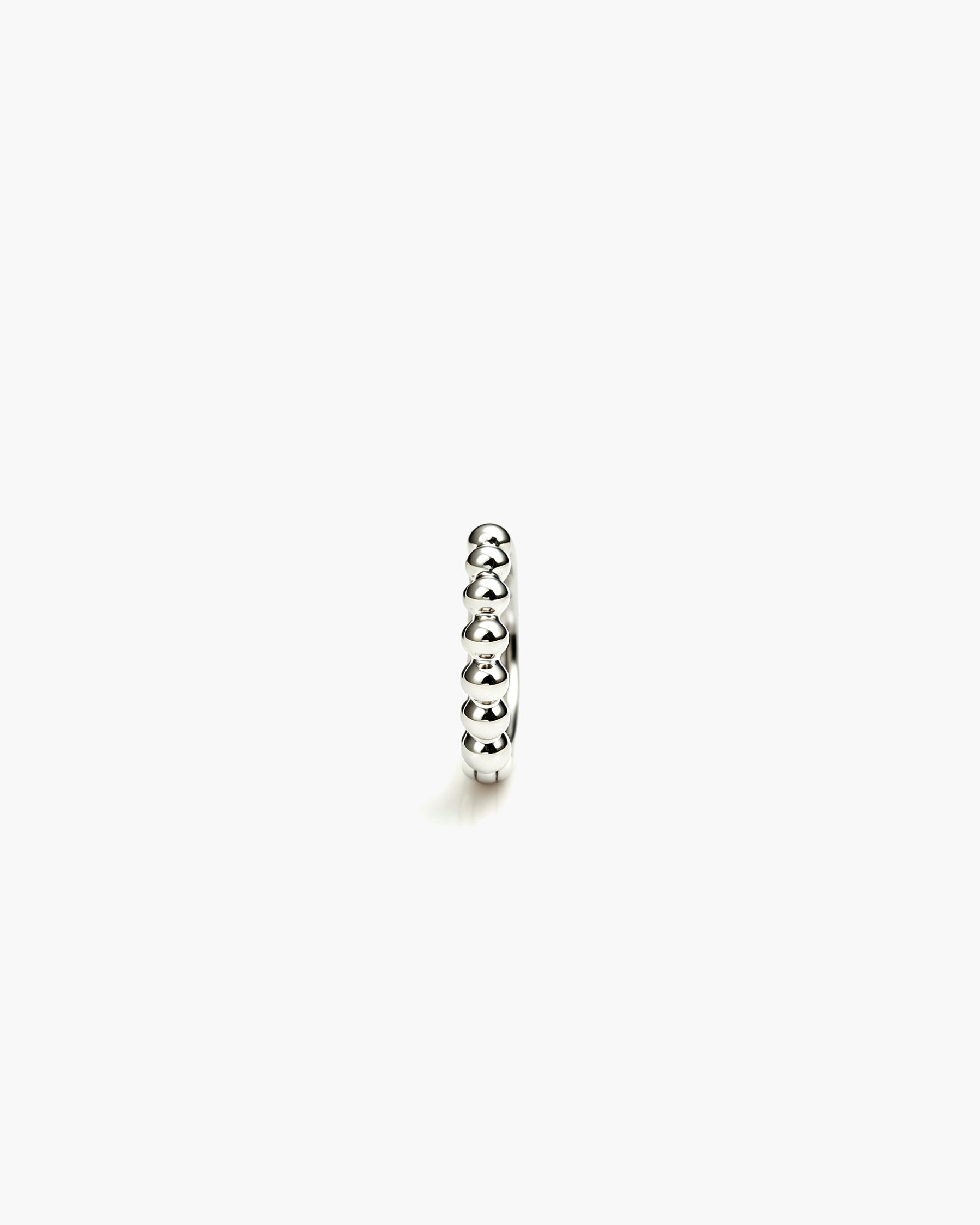 Beaded Hoop Mini Single - 14K White Gold Front Profile