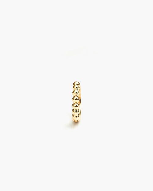 Beaded Hoop Mini Single - 14K Yellow Gold Front Profile
