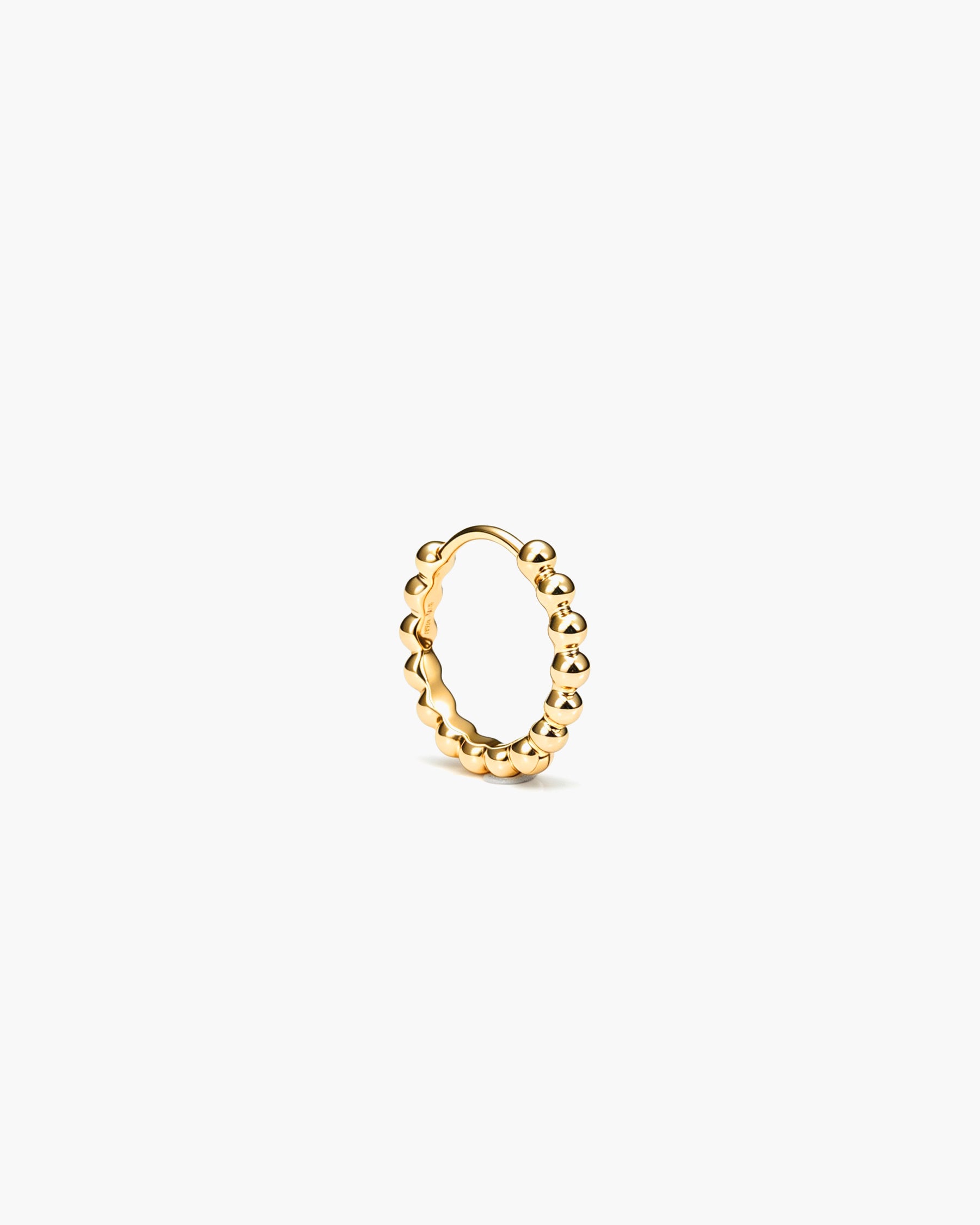 Beaded Hoop Mini Single - 14K Yellow Gold 