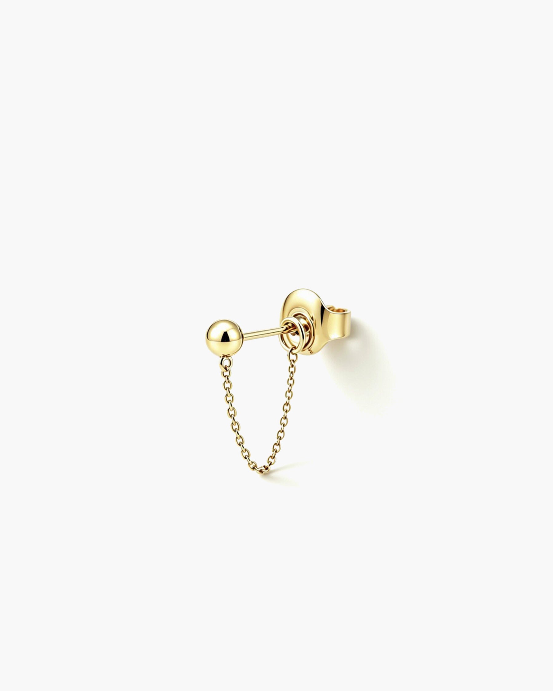 Ball Chain Stud Single - 14K Yellow Gold