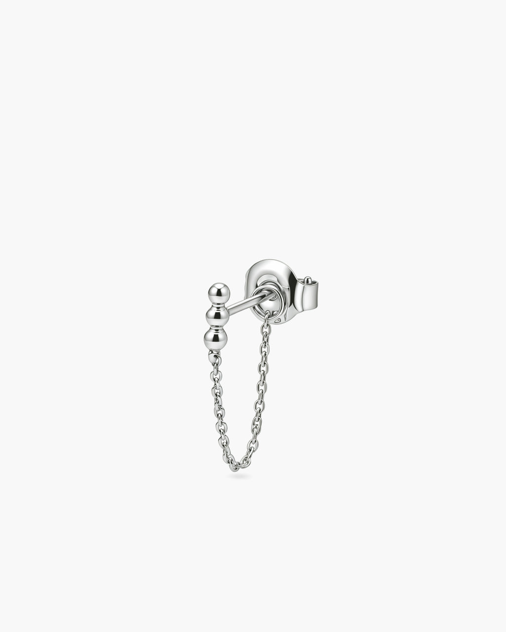 Mini Trio Chain Stud Single - 14K White Gold