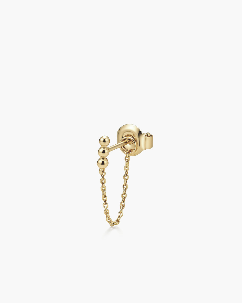 Mini Trio Chain Stud Single - 14K Yellow Gold