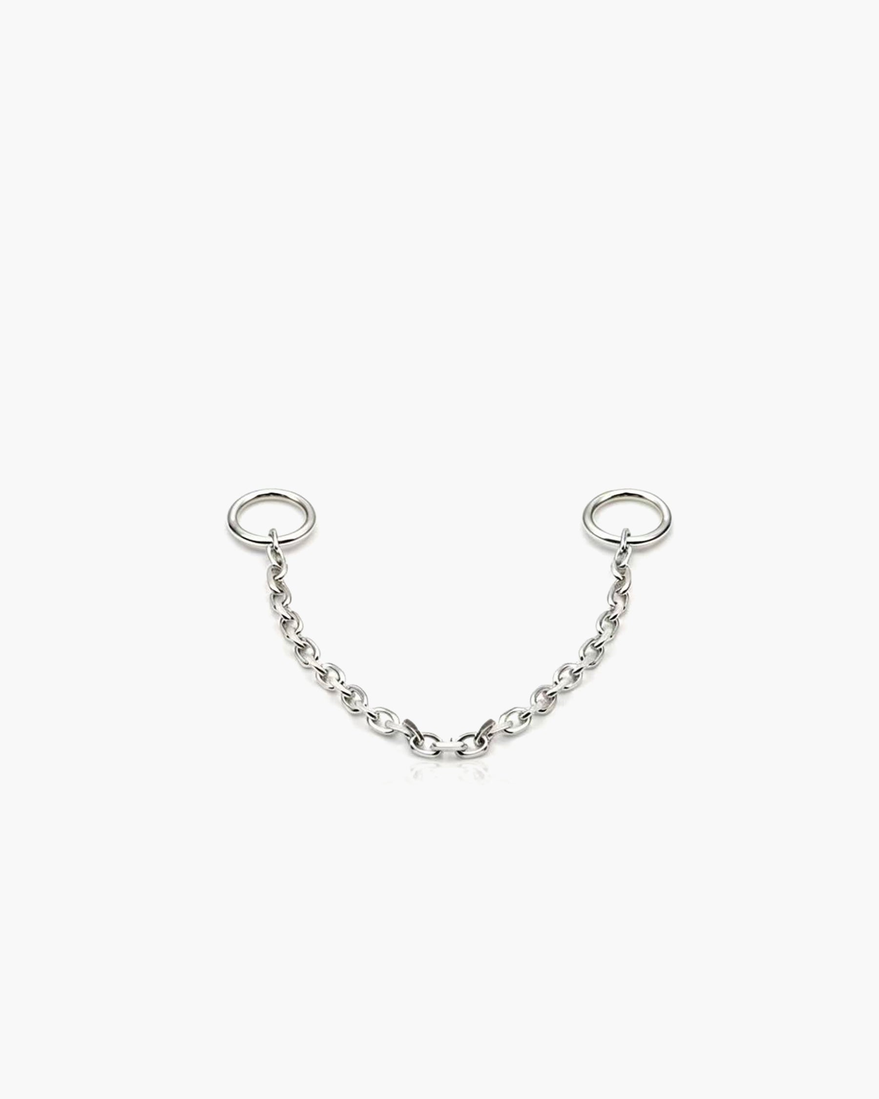 Chain Ear Jackets Small Single - 14K White Gold