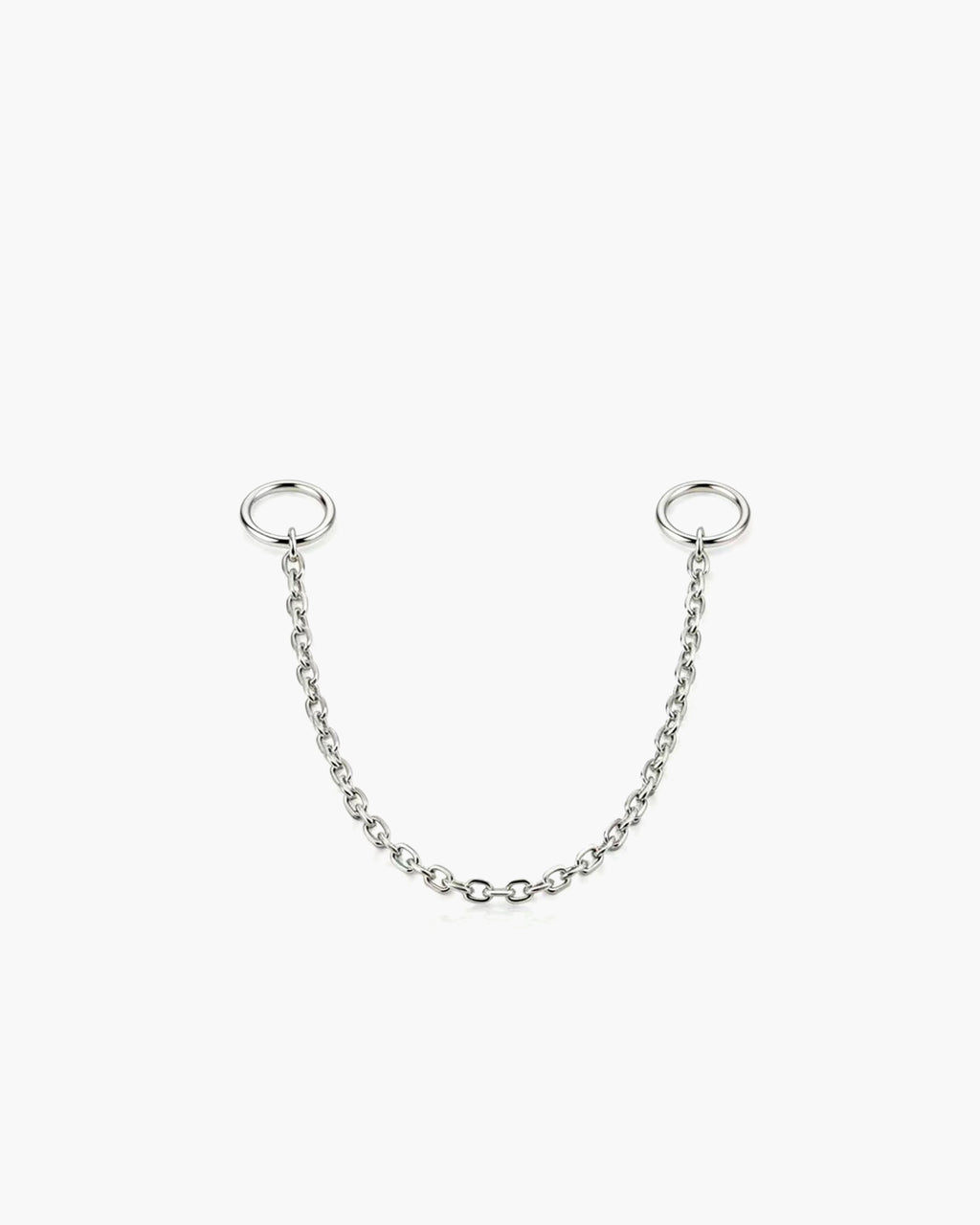 Chain Ear Jackets Medium Single - 14K White Gold