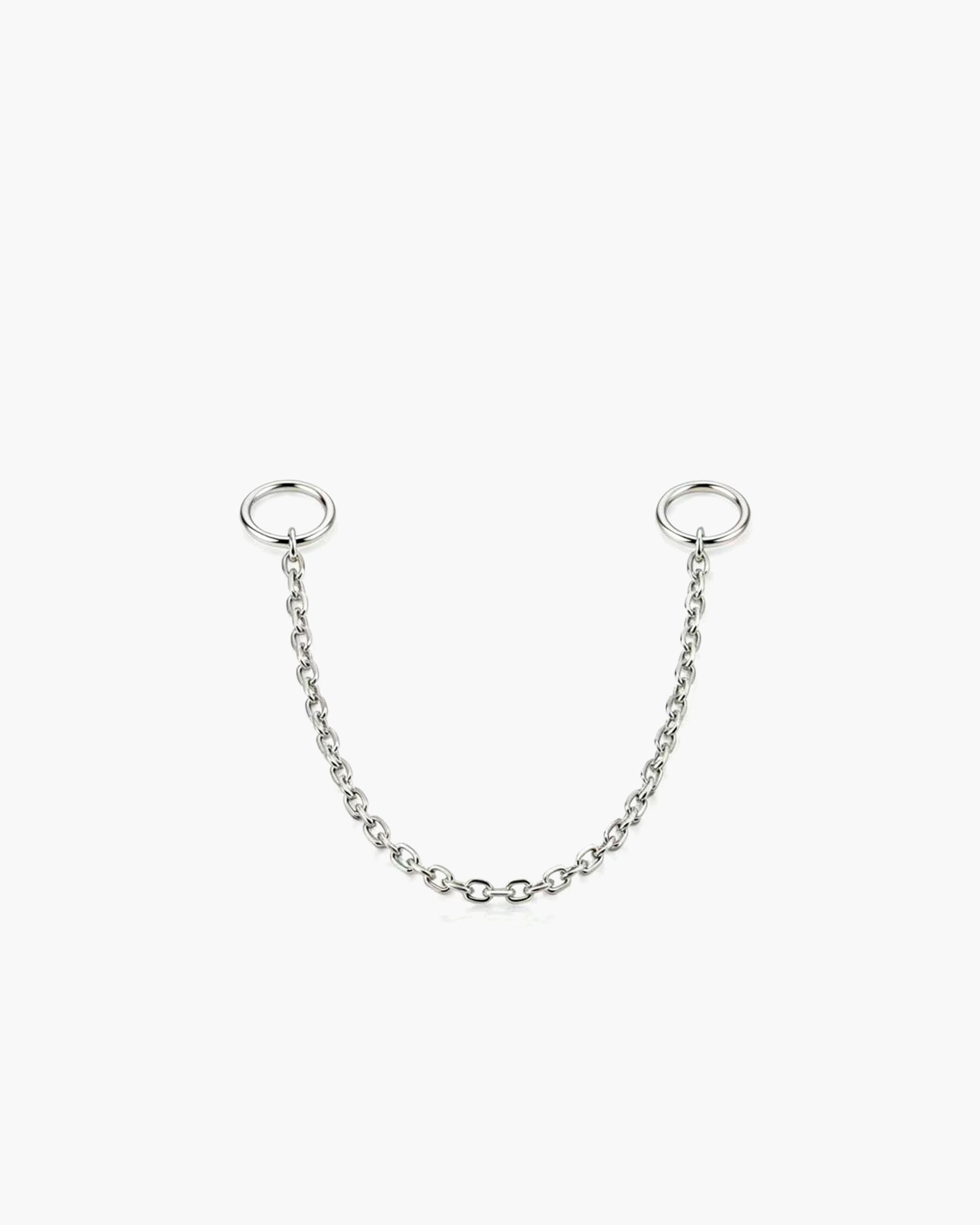 Chain Ear Jackets Medium Single - 14K White Gold