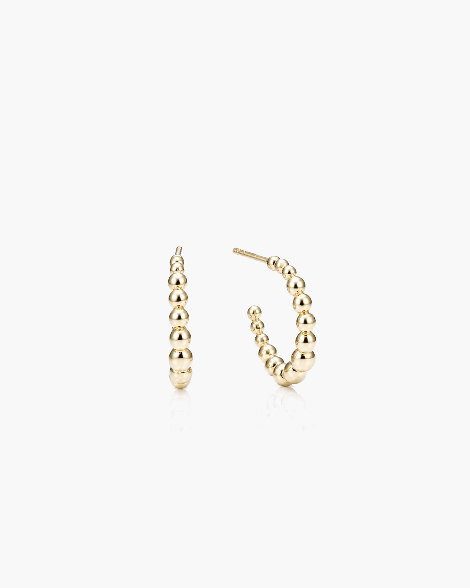Bead Hoop Studs - 18K Gold Vermeil