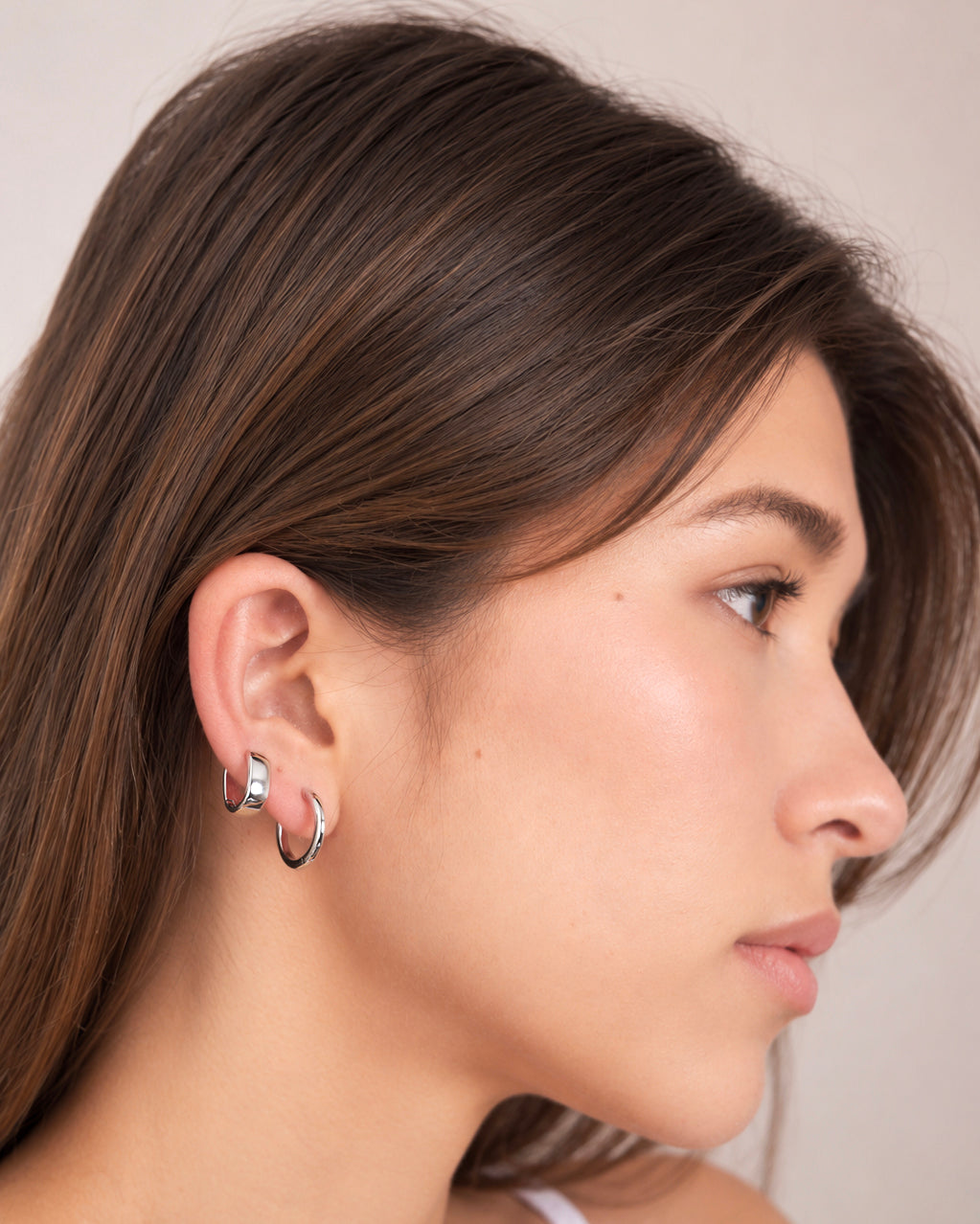 Plain wide Hoops Petite - Sterling Silver Lifestyle