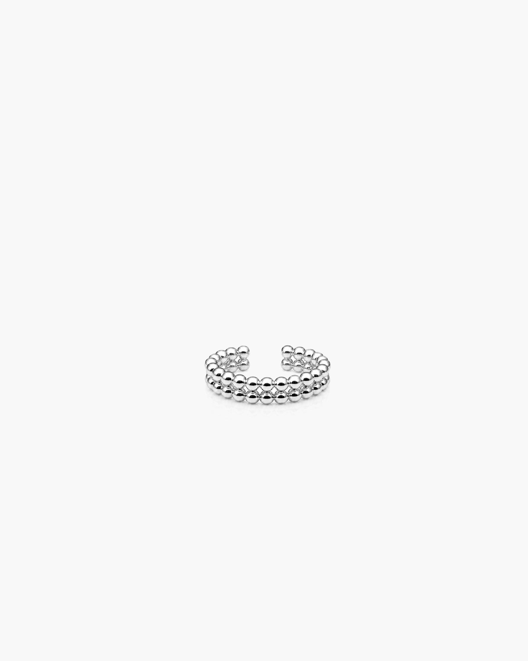 Double Bead Ear Cuff - Sterling Silver
