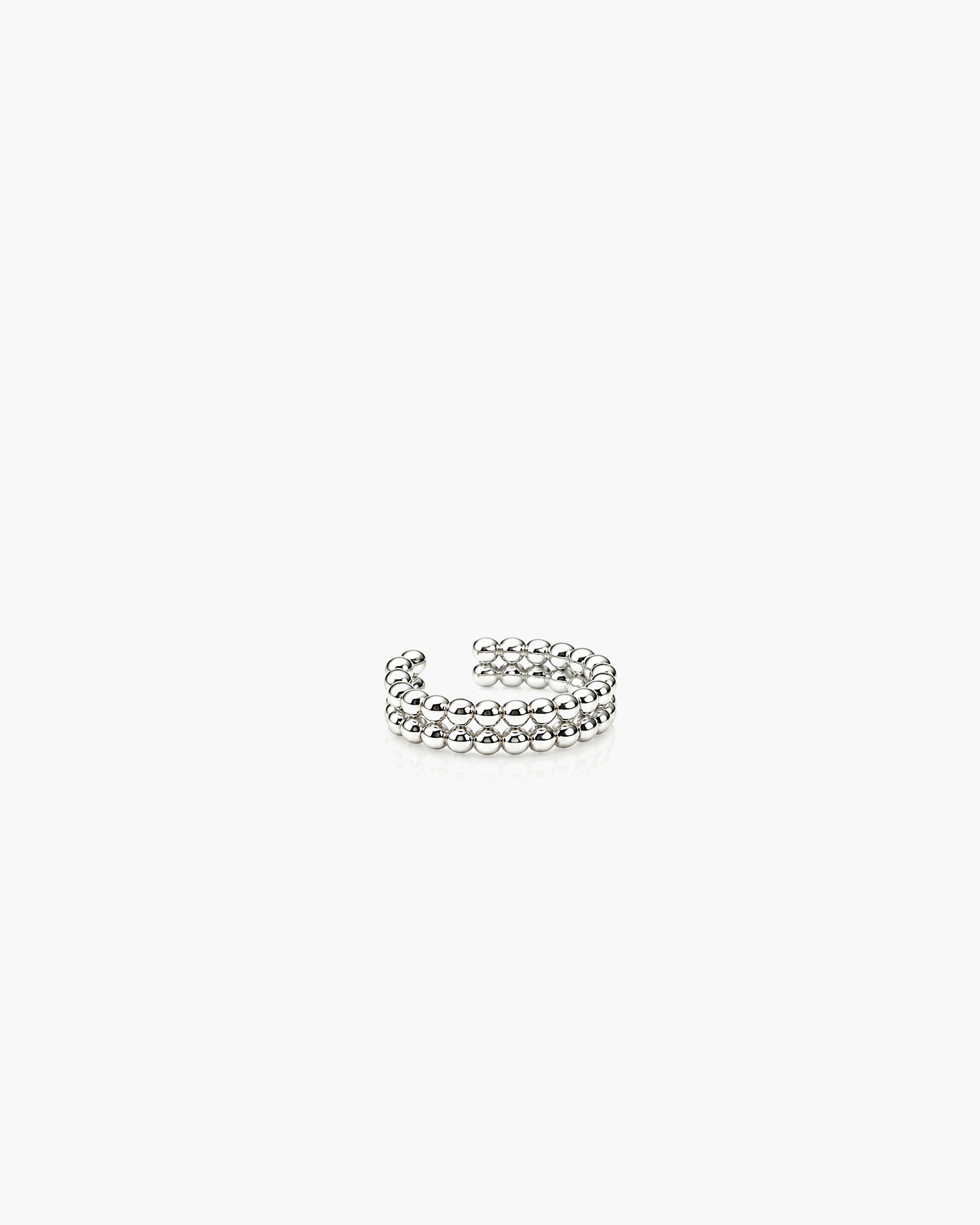 Double Bead Ear Cuff - Sterling Silver Side Profile