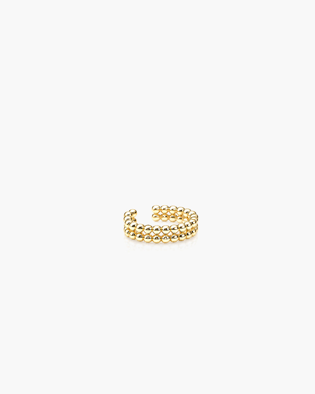 Double Bead Ear Cuff - 18K Gold Vermeil Side Profile