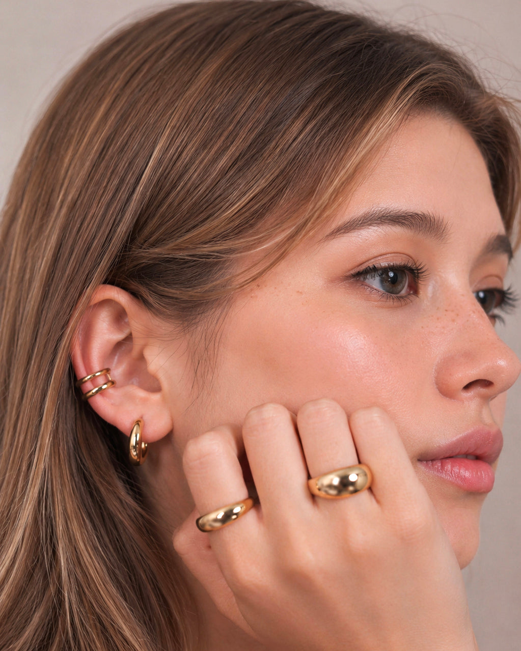Twin Loop Ear Cuff - 18K Gold Vermeil Lifestyle