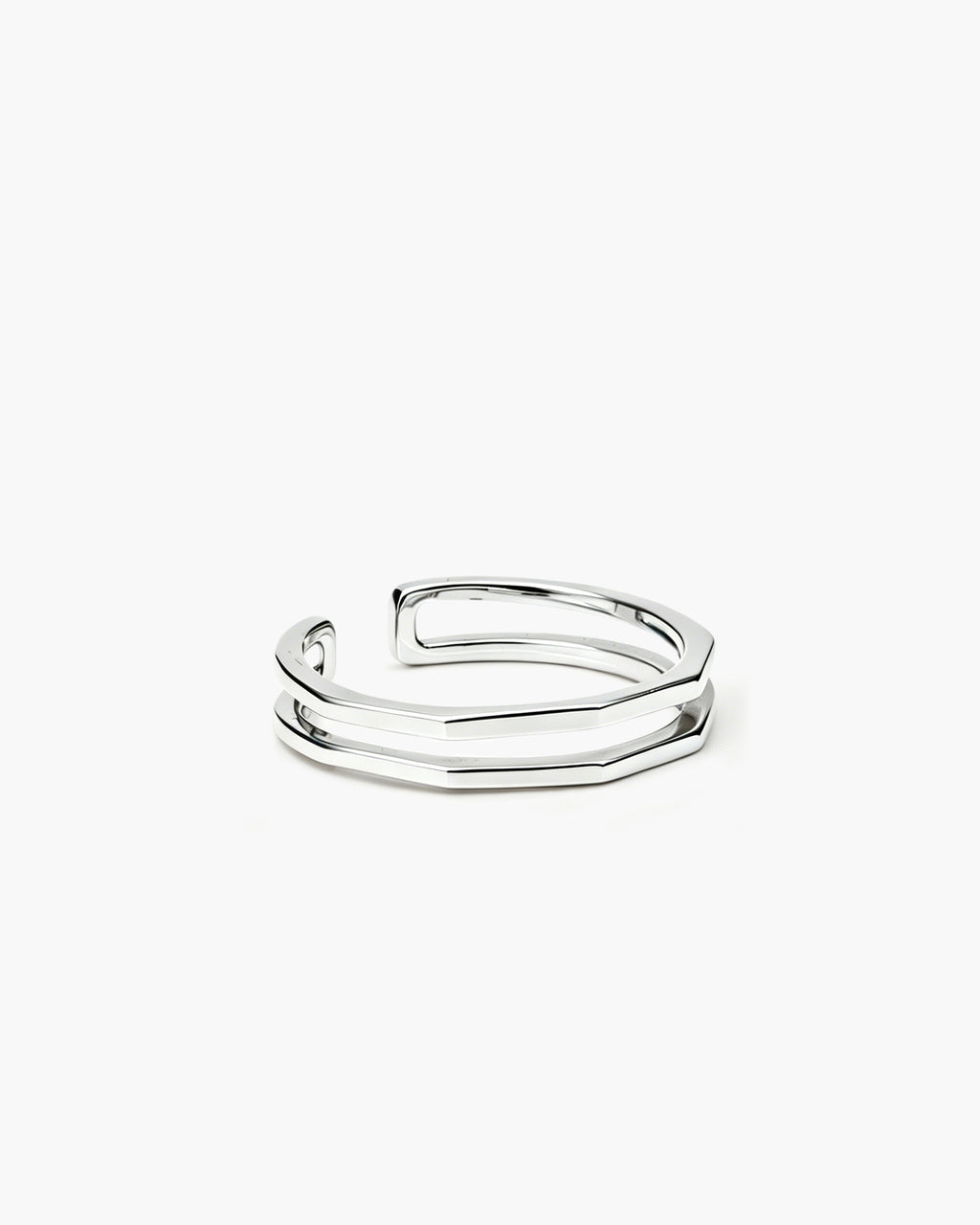 Angle Duo Ring - Sterling Silver Side Profile