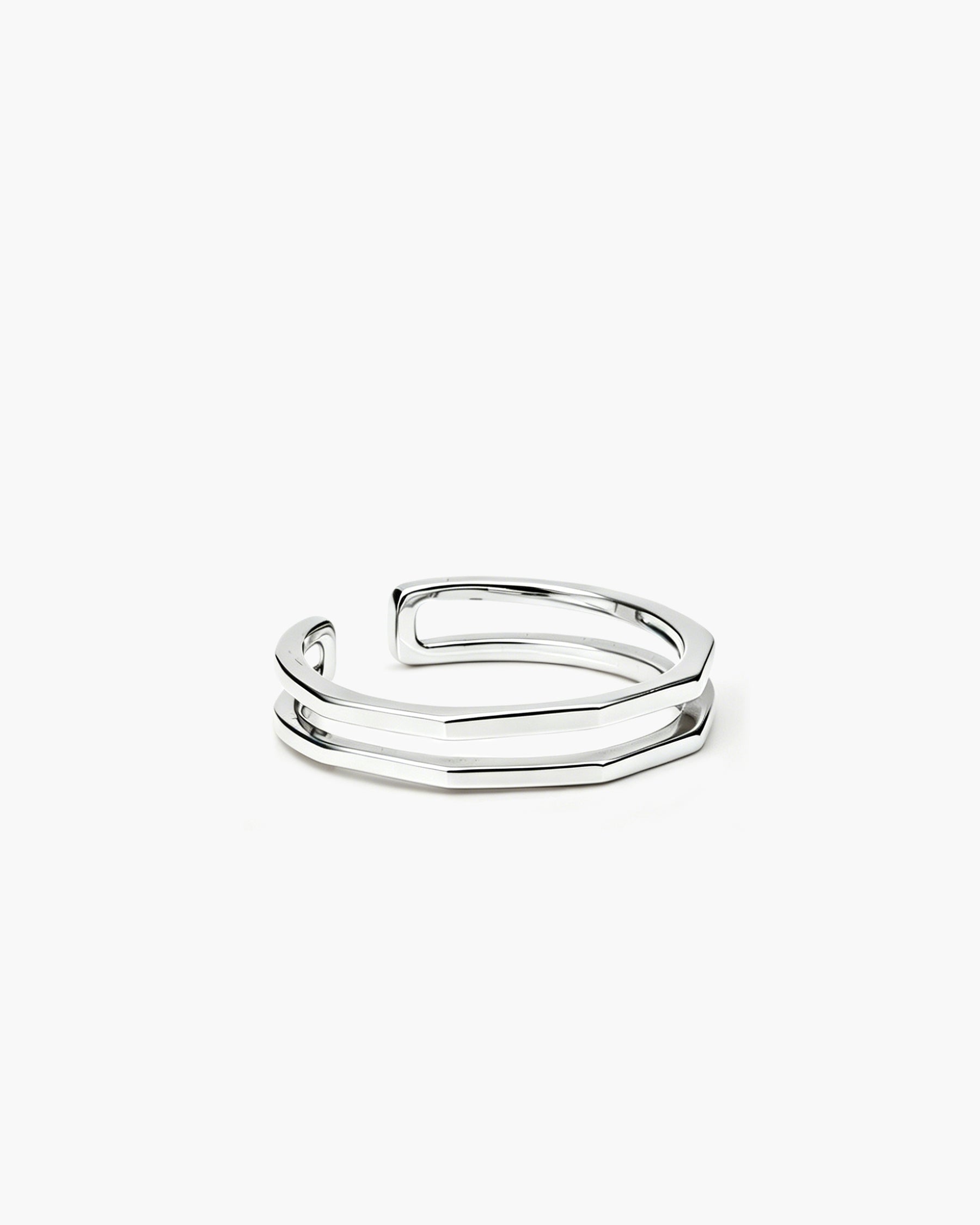 Angle Duo Ring - Sterling Silver Side Profile