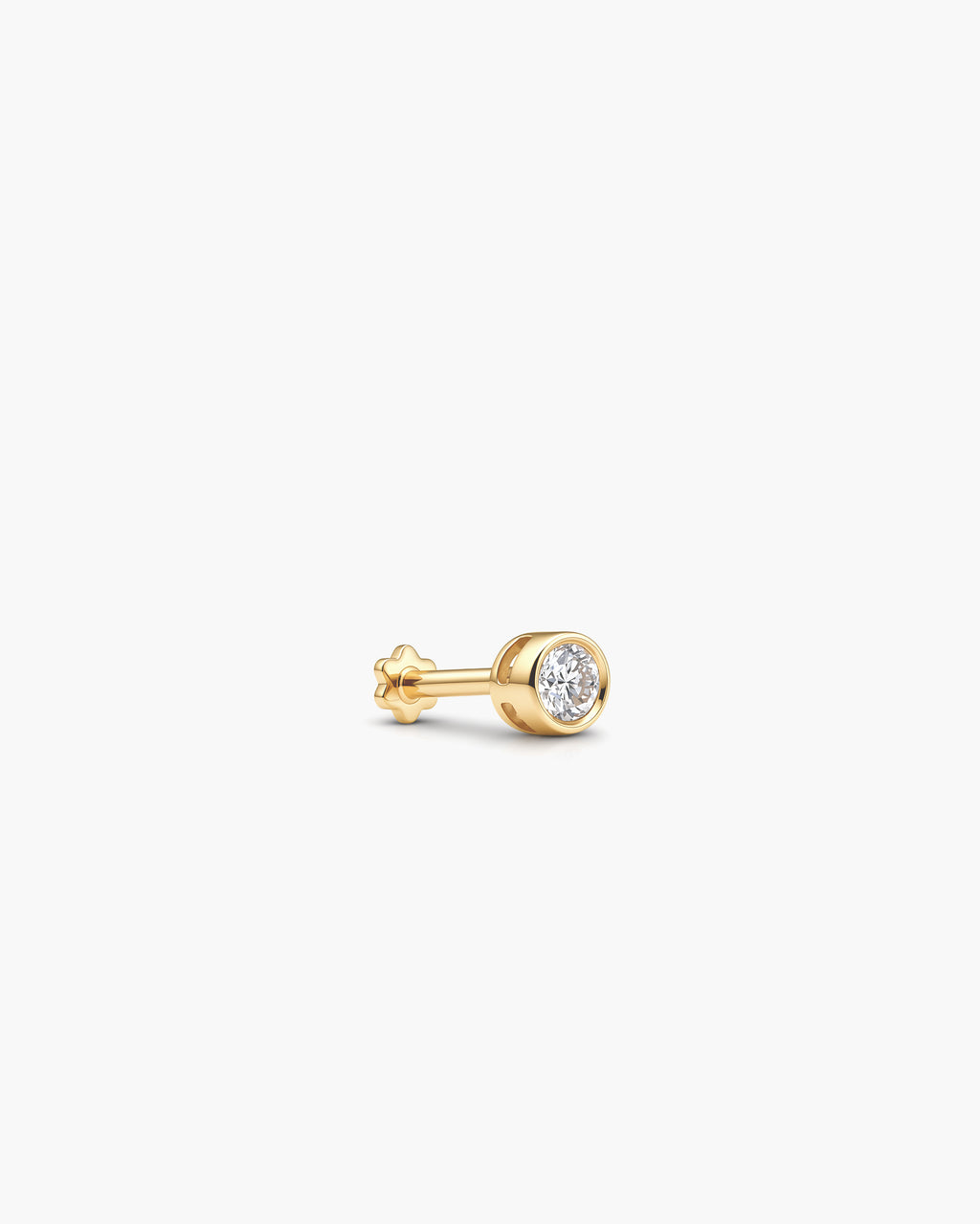 Diamond Basel Stud 3mm Single - 14K Yellow Gold Lab Grown Diamond Side Profile